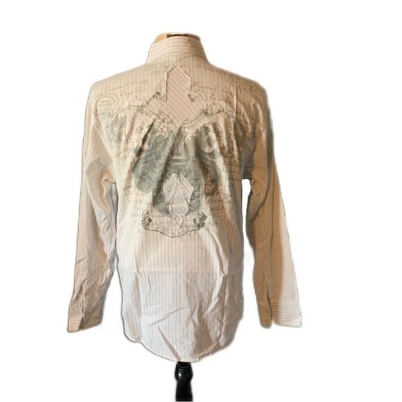 Roar Large White Button Front Western Shirt Long Sleeve - Picture 3 of 4